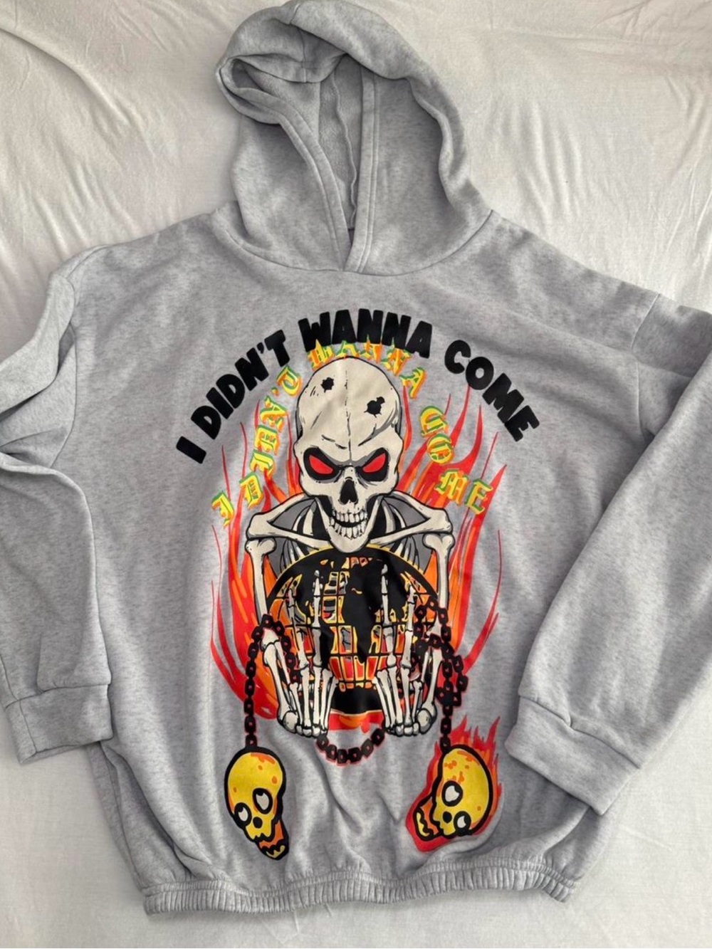 Graphic Skull Hoodie with Flaming Design
